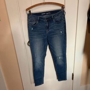 Old Navy Rockstar Mid Rise Skinny Jeans Blue Distressed Women 8 Short